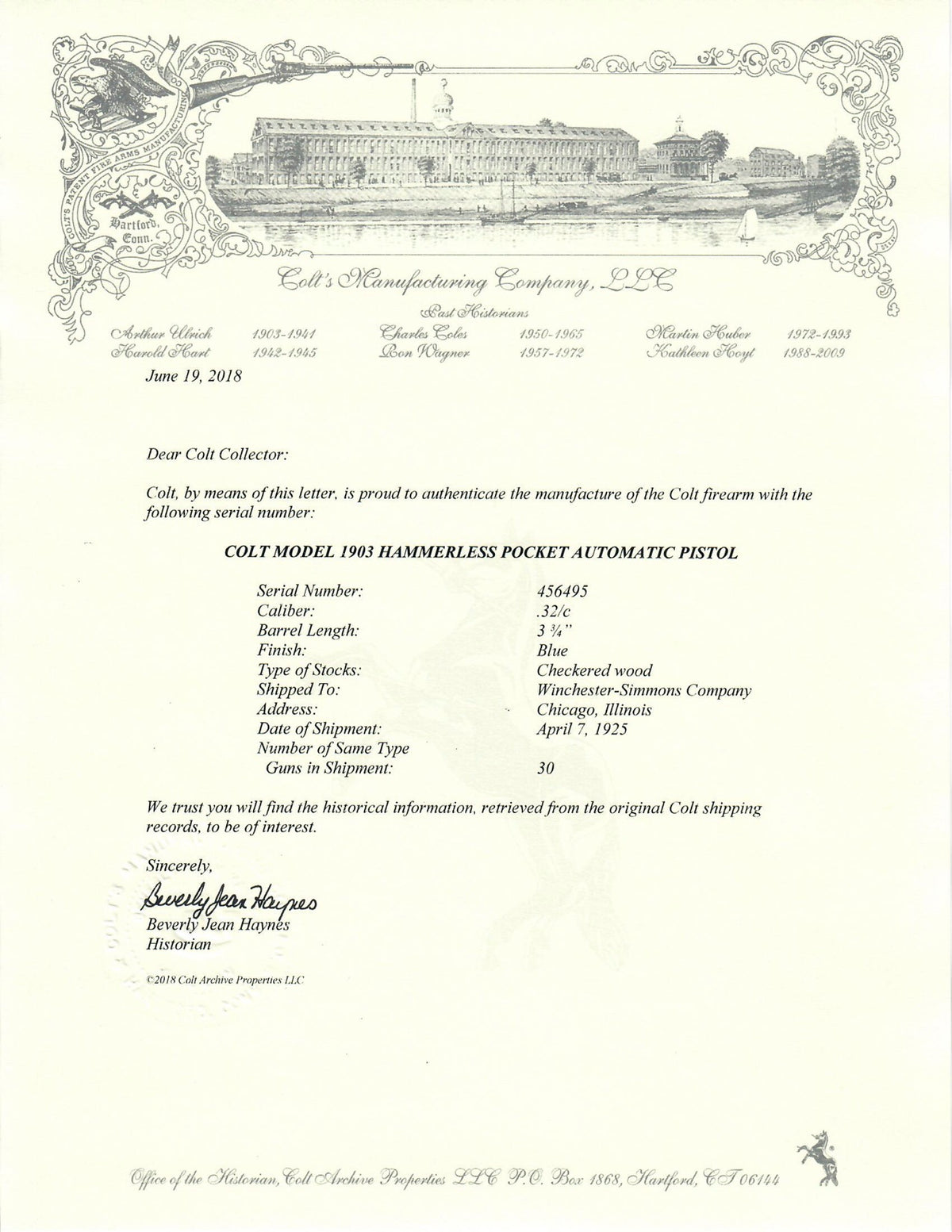 Colt 1903 Pocket Hammerless 32ACP SN:456495 MFG:1924