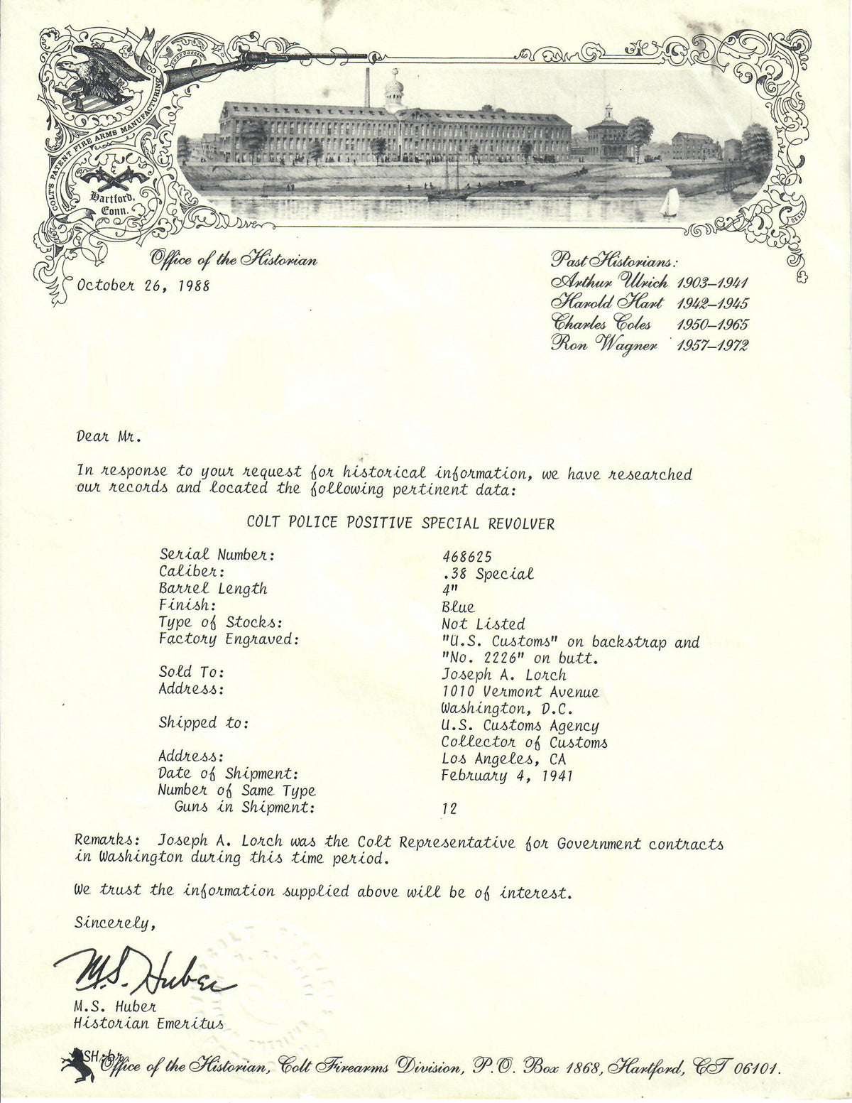 Colt Police Positive 38 Special 4&quot; SN:468625 MFG:1941 - US Customs