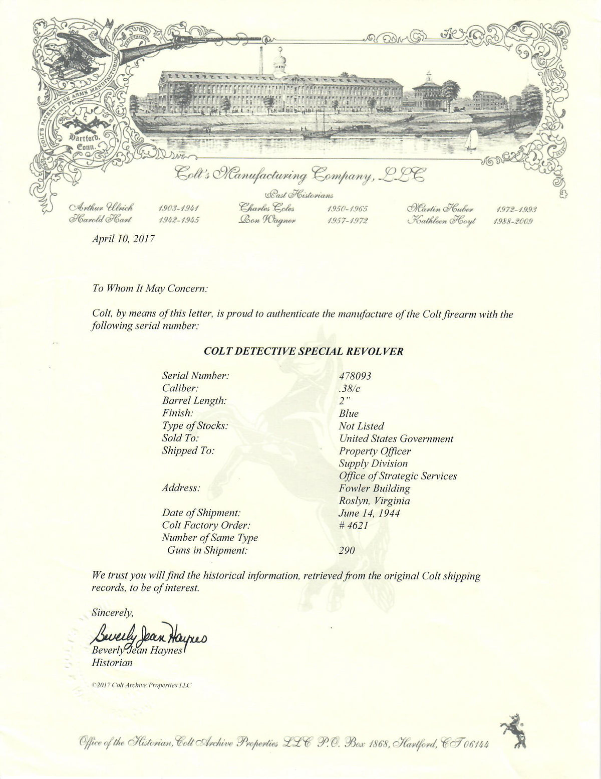 Colt Detective Special 38 SN:478093 MFG: 1944 - OSS