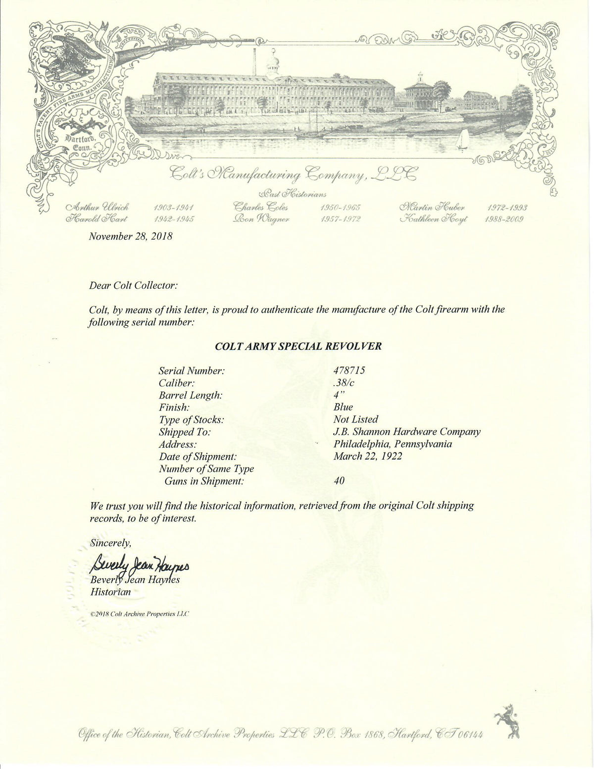 Colt Army Special 4&quot; 38 Special SN:478715 MFG:1922