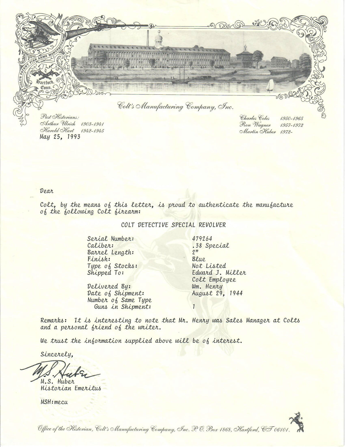 Colt Detective Special 38 SN:479264 MFG:1944