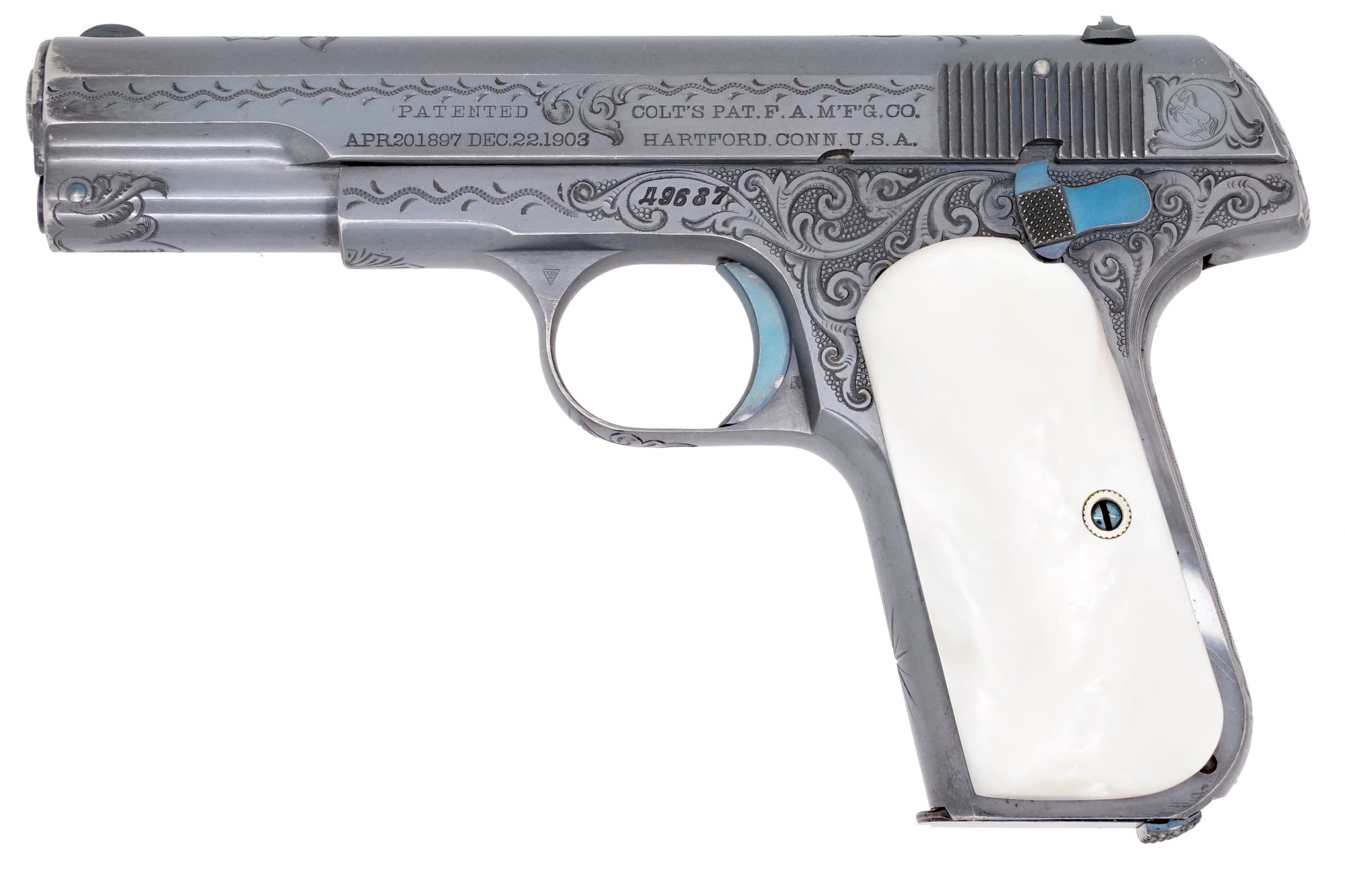 Colt 1903 Pocket Hammerless 32ACP SN:49687 MFG:1906 Factory Engraved