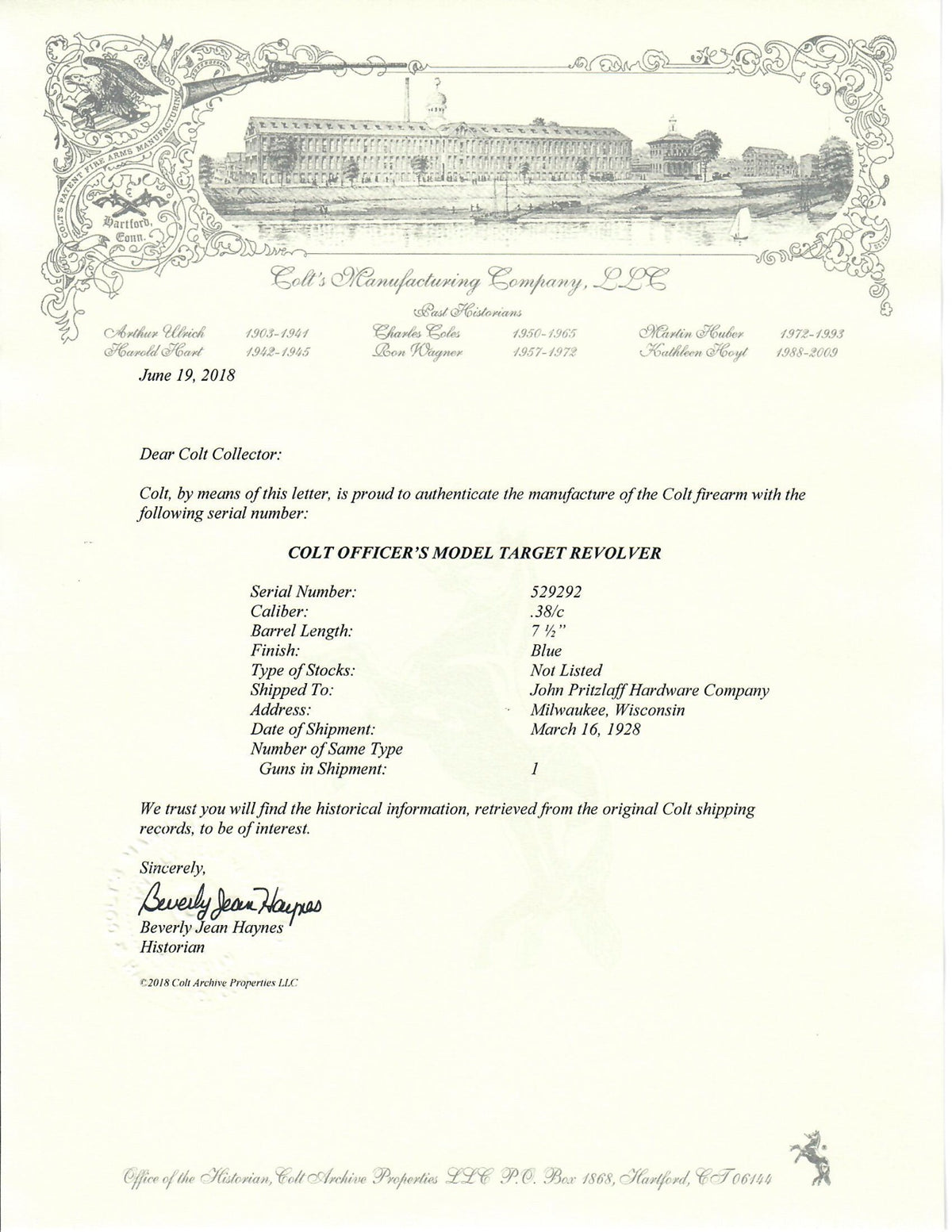 Colt Officers Model Target 7 1/2&quot; 38 Special SN:529292 MFG:1928