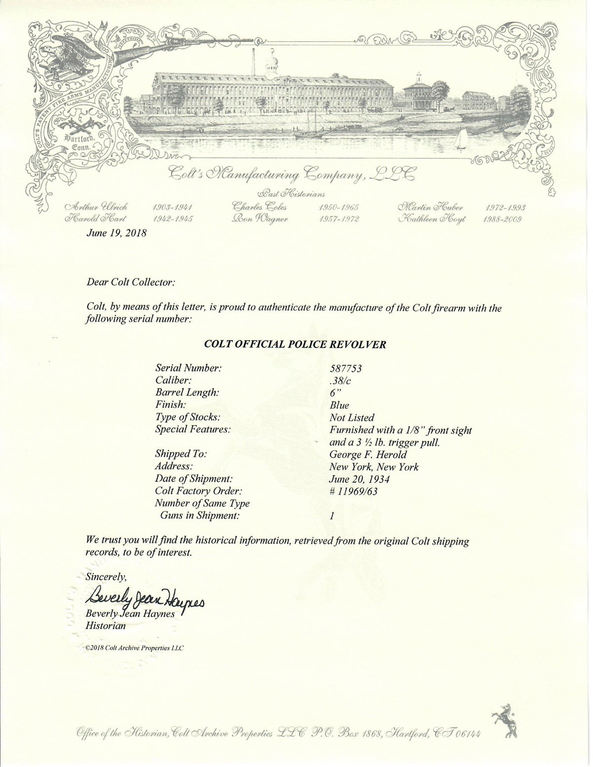 Colt Official Police 6&quot; 38 Special SN:587753 MFG:1934