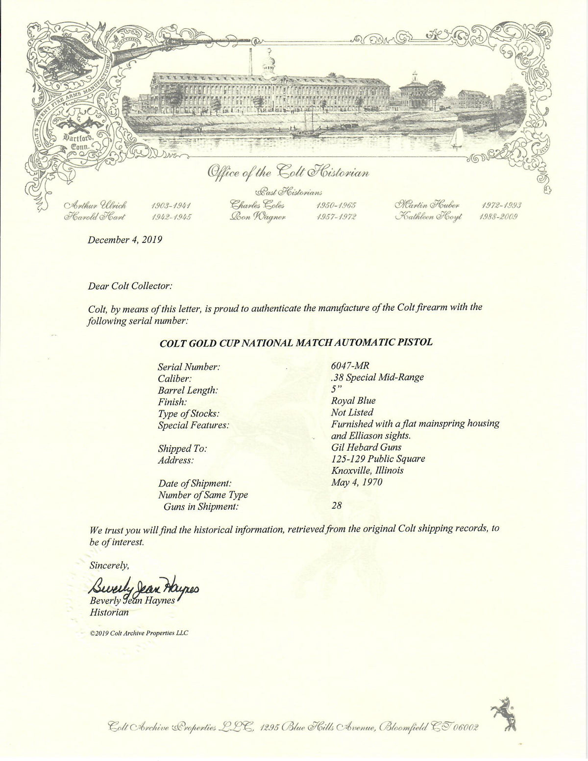 COLT GOLD CUP NATIONAL MATCH .38 SPECIAL MID-RANGE SN:6047-MR MFG:1970