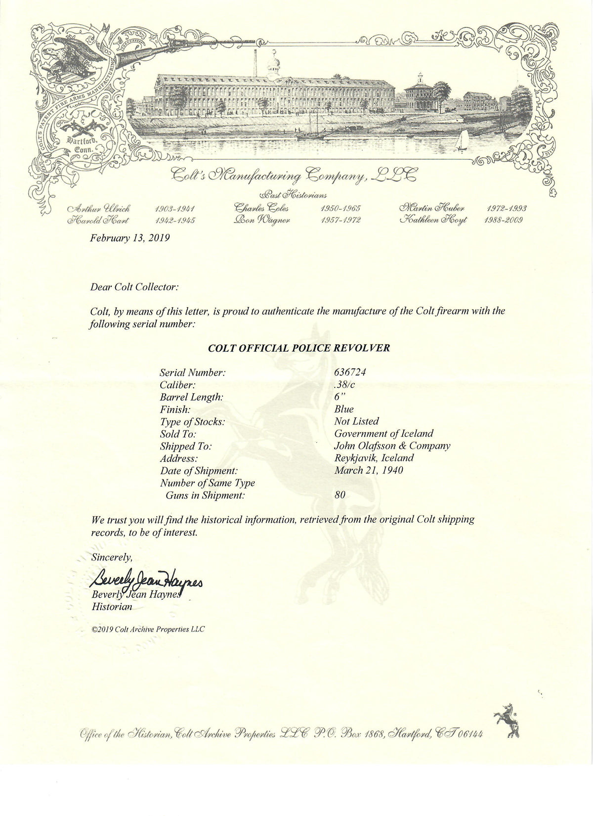 Colt Official Police 6&quot; 38 SN:638305 MFG:1940 - Government of Iceland