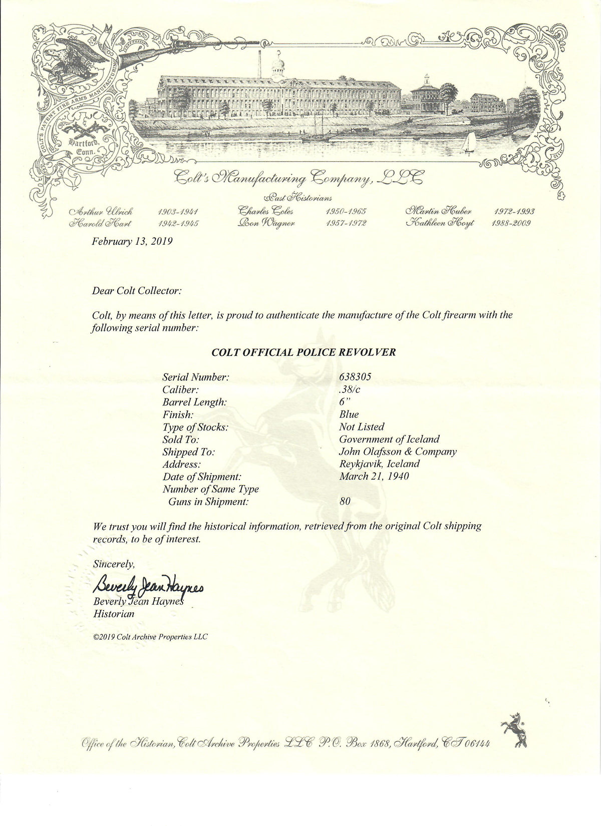 Colt Official Police 6&quot; 38 SN:638305 MFG:1940 - Government of Iceland