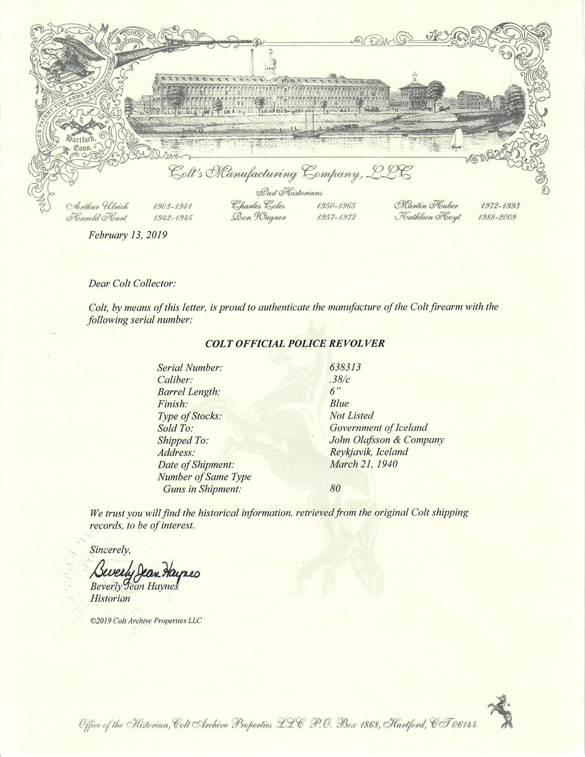 Colt Official Police 6&quot; 38 SN:638313 MFG:1940 - Government of Iceland