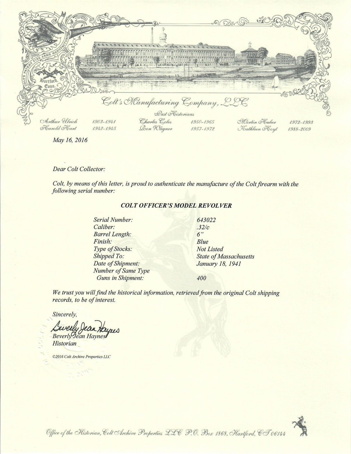 Colt Officers Model 6&quot; 32 SN:643022 MFG:1941