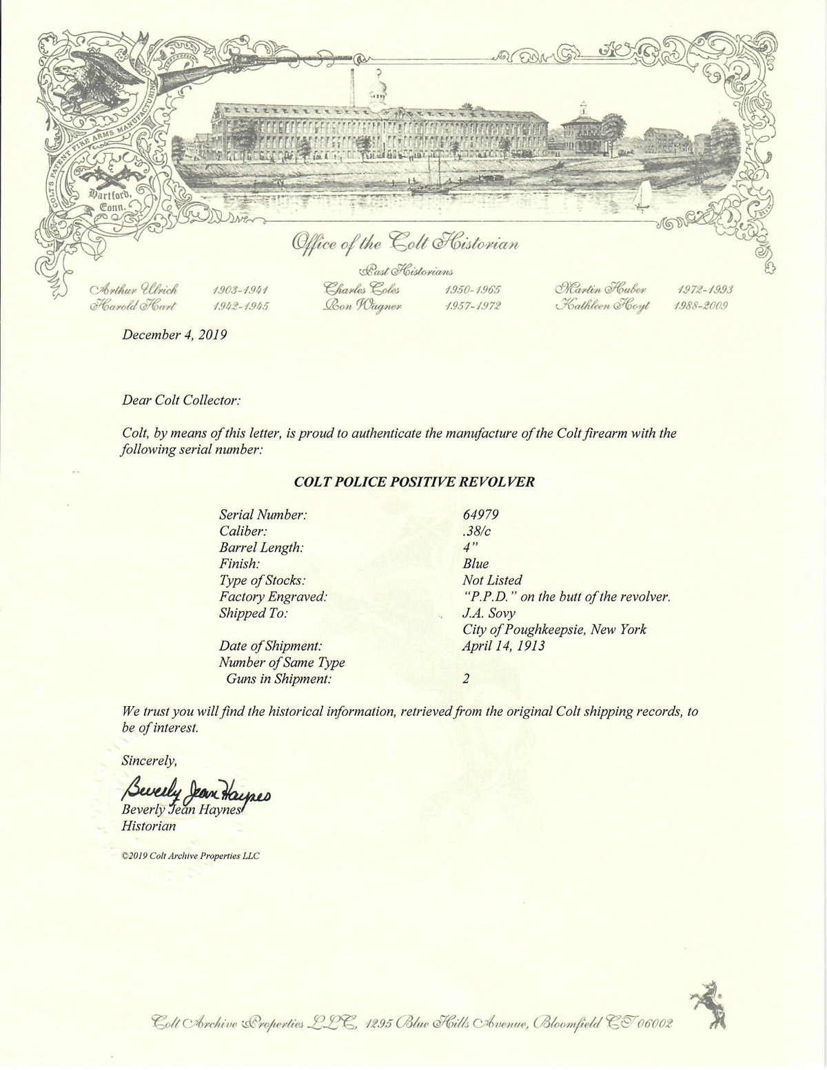 Colt Police Positive 38 4&quot; SN:64979 MFG:1913 - Poughkeepsie Police