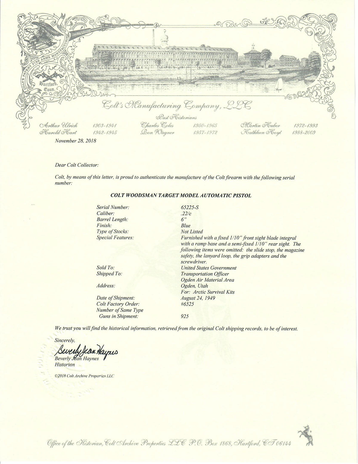 Colt Woodsman Target 22LR 6&quot; SN:65225-S MFG:1949 ARCTIC SURVIVAL