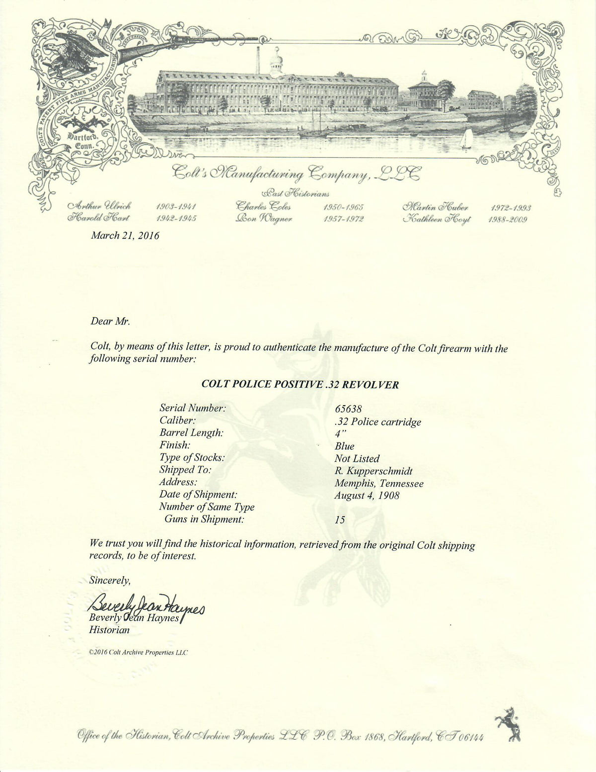 Colt Police Positive 32 Colt 4&quot; SN:65638 MFG:1908 - New Police Transitional