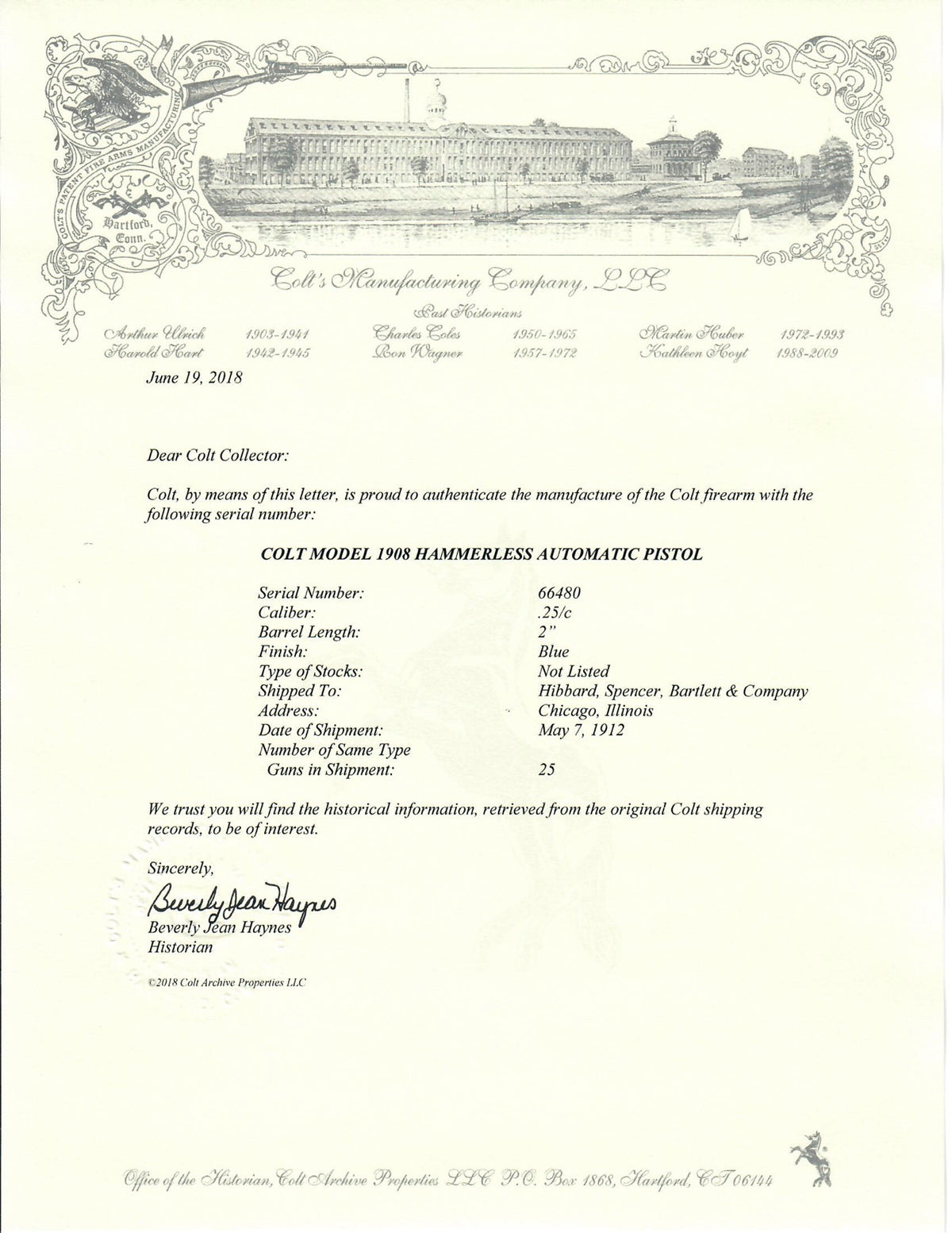 COLT 1908 VEST POCKET 25ACP SN:66480 MFG:1912