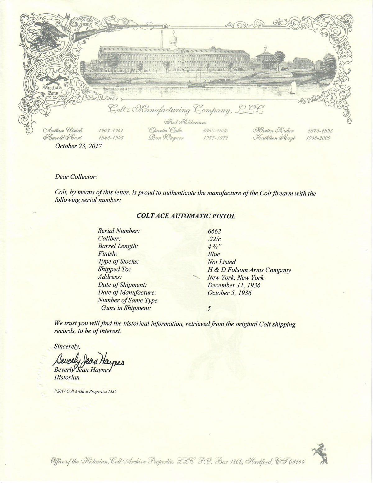 Colt Ace 22LR SN:6662 MFG:1936