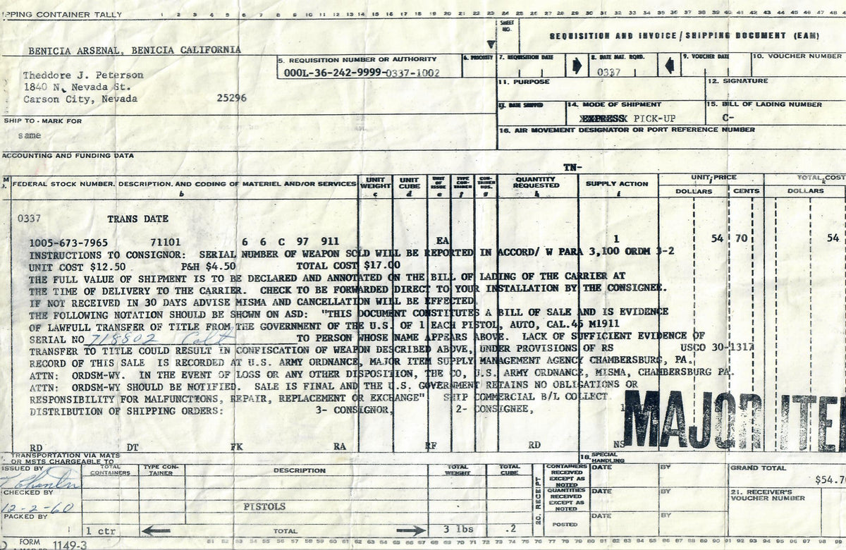 Colt M1911A1 45ACP SN:718302 MFG:1940
