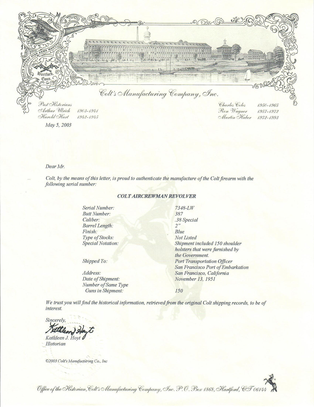 Colt Aircrewman M13 38 Special SN:7348-LW