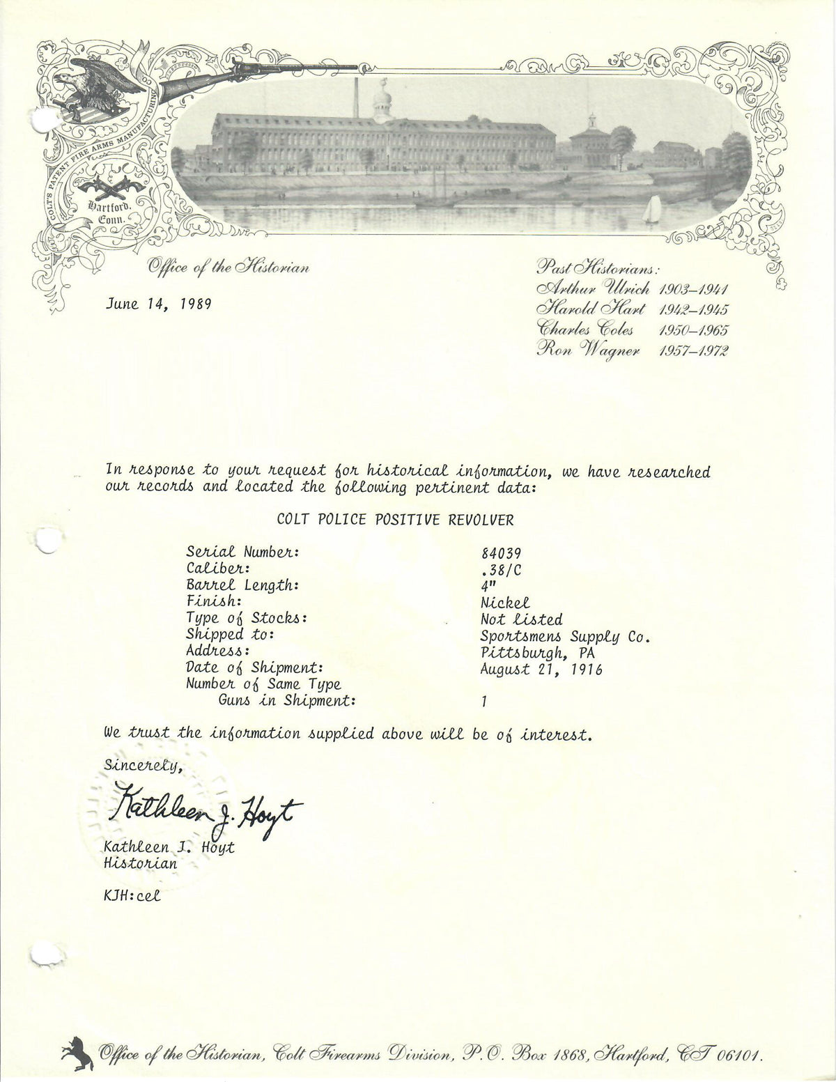 Colt Police Positive 38 4&quot; SN:84039 MFG:1916