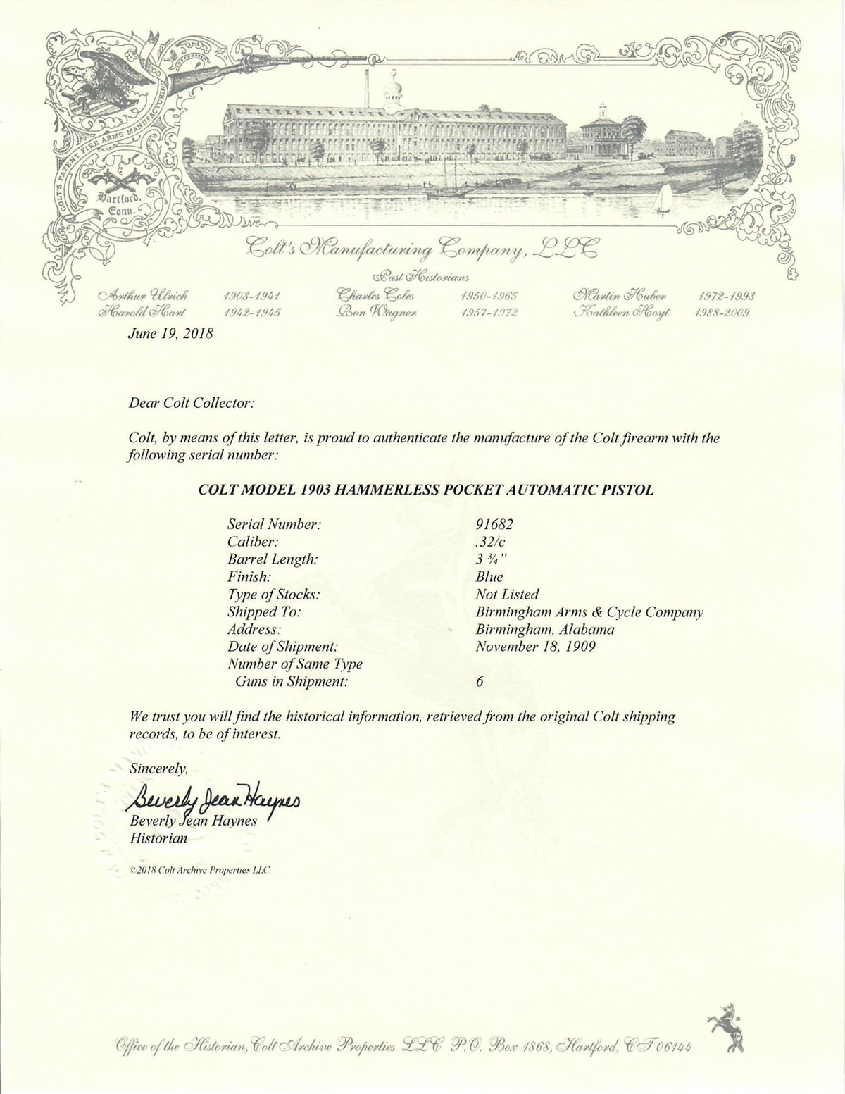 Colt 1903 Pocket Hammerless 32ACP SN:91682 MFG:1909