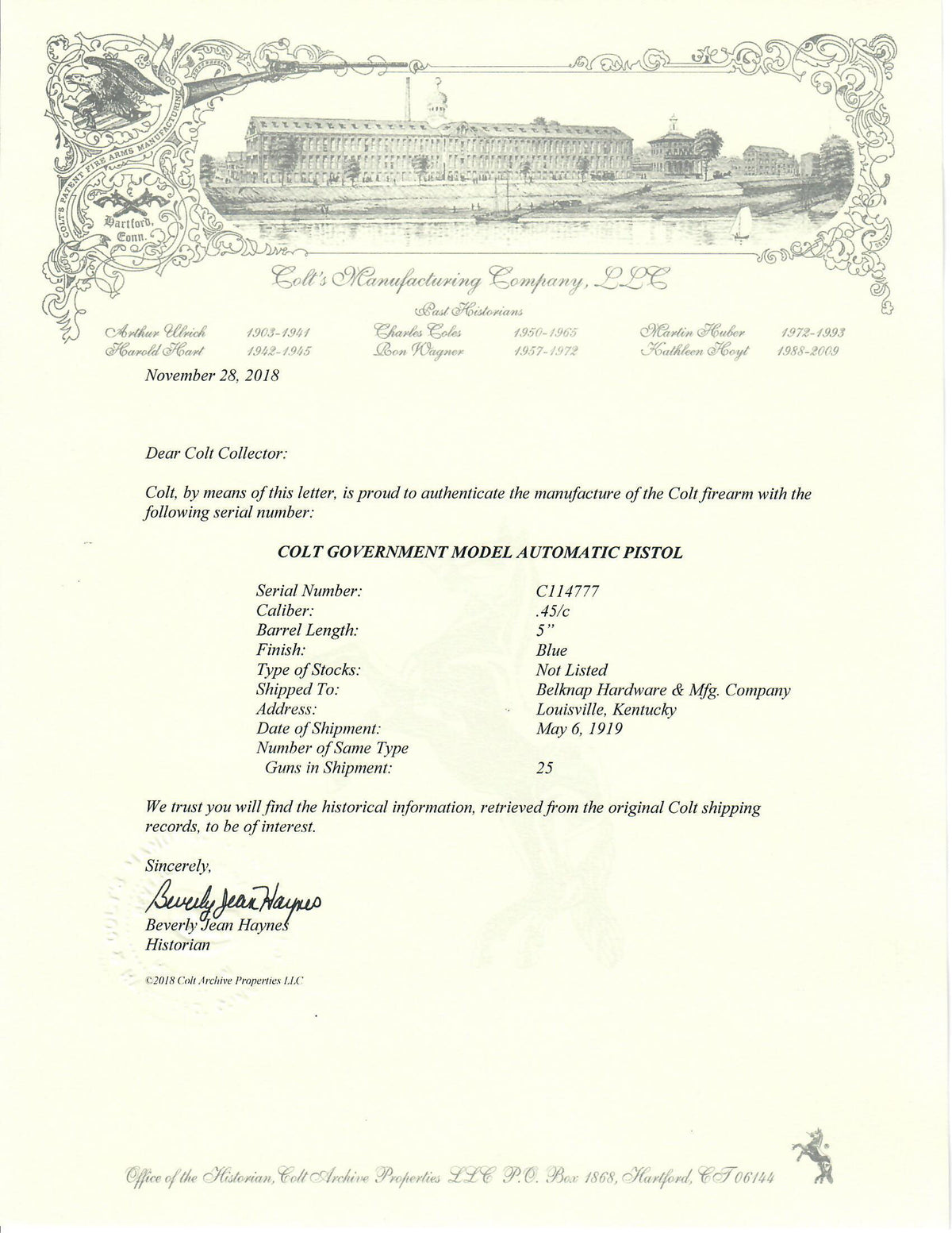 Colt Government Model 45ACP SN:C114777 MFG:1919