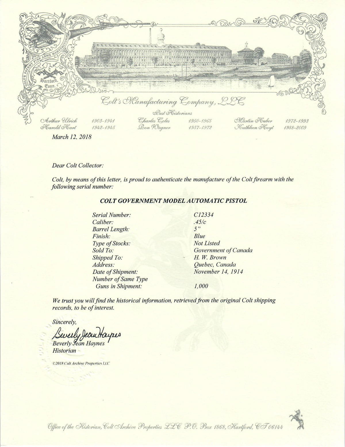 Colt Government Model 45ACP SN:C12334 MFG:1914 Canadian Contract