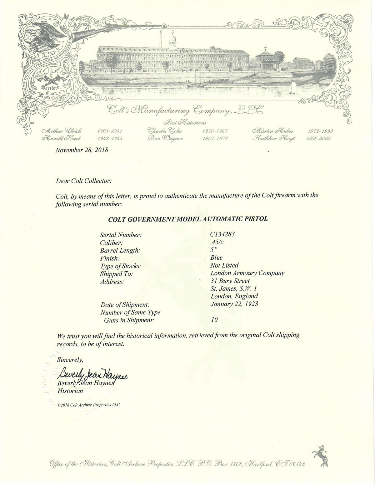 Colt Government Model 45ACP SN:C134283 MFG:1923 - JJ