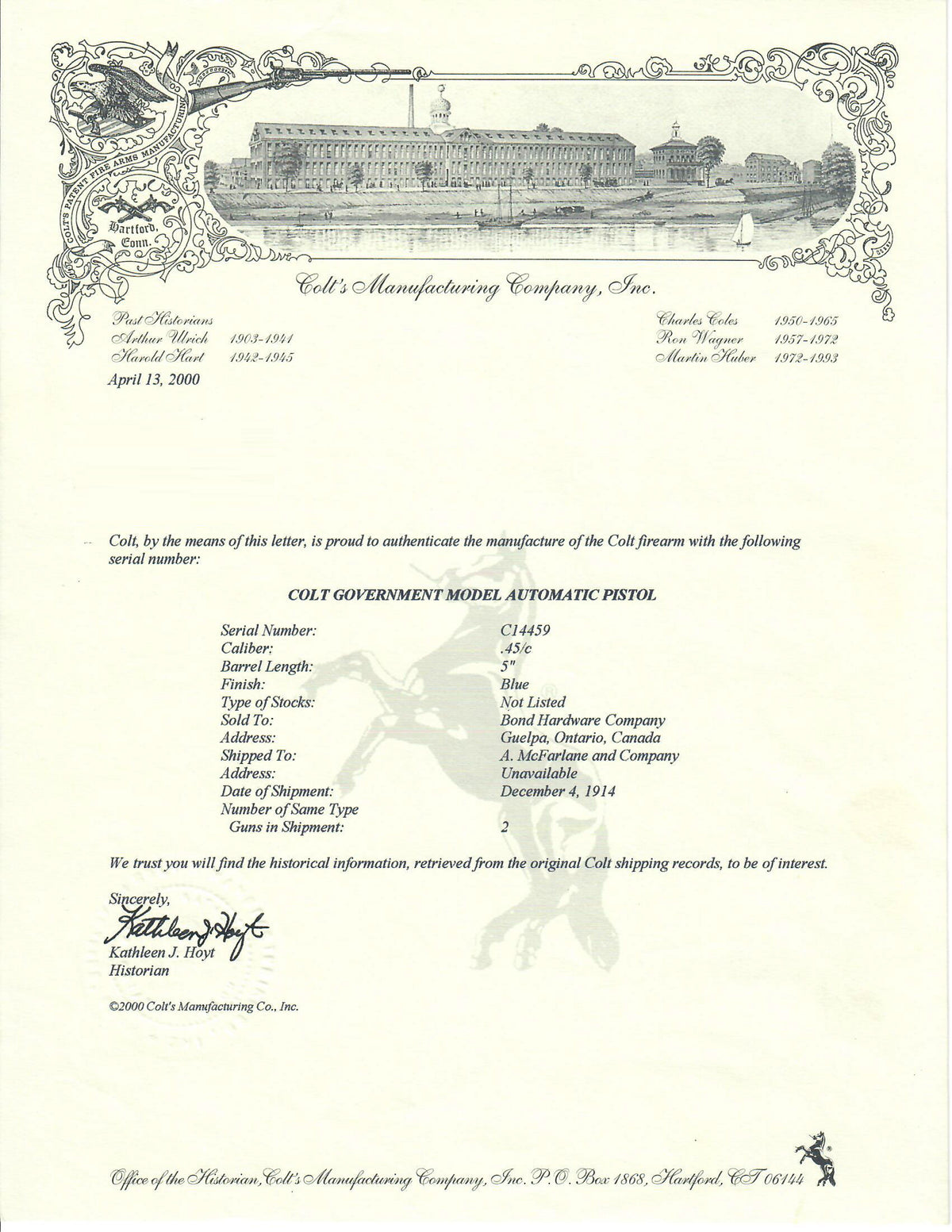 Colt Government Model 45ACP SN:C14459 MFG:1914