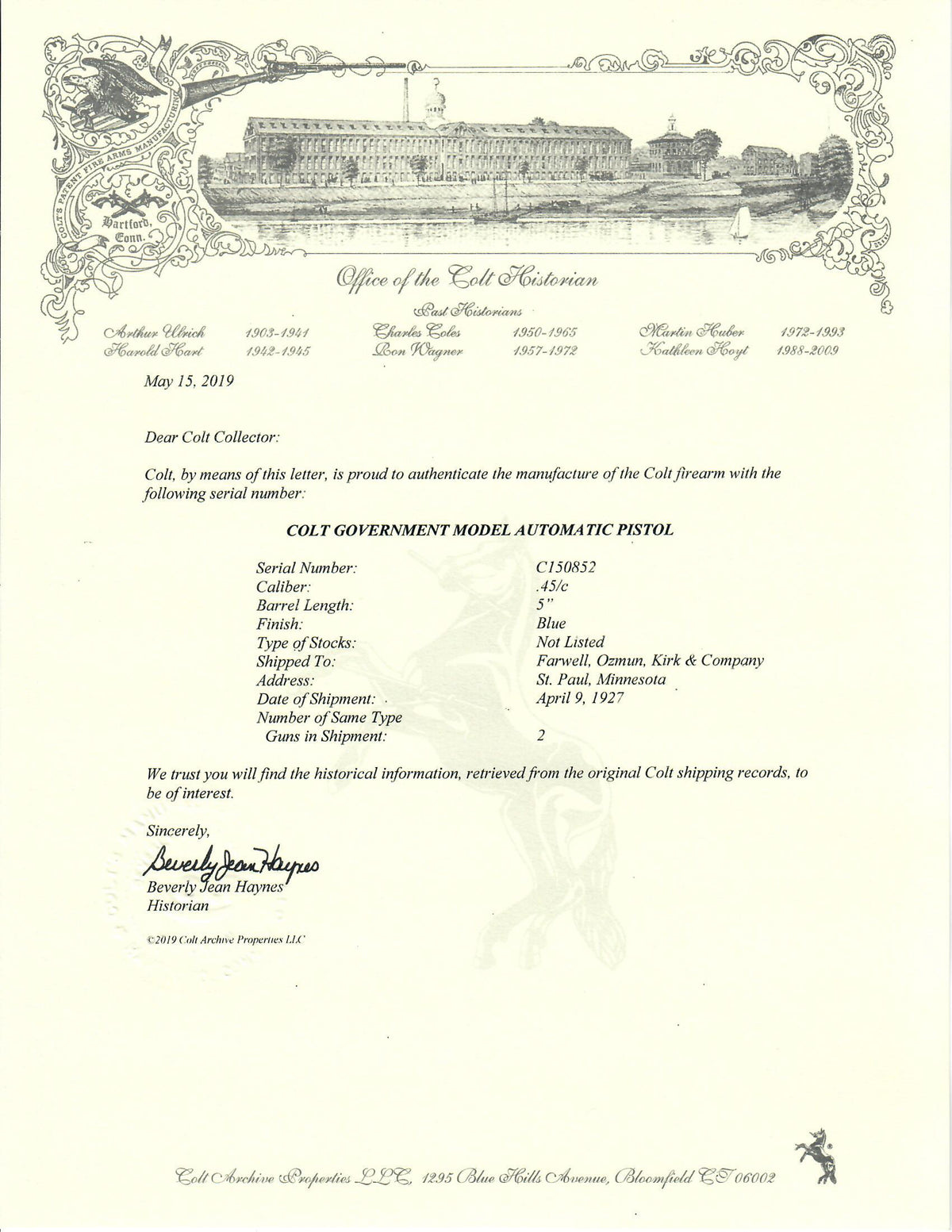 Colt Government Model 45ACP SN:C150852 MFG:1927