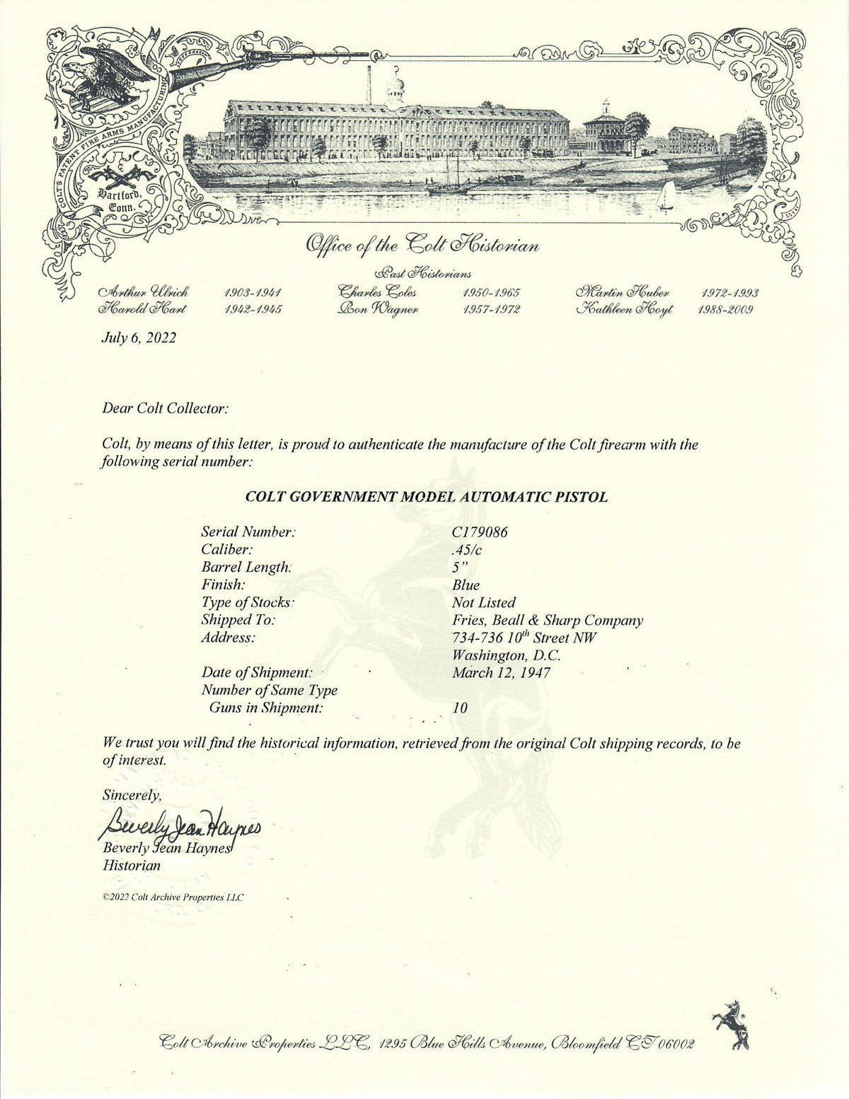 Colt Government Model 45ACP SN:C179086 MFG:1947