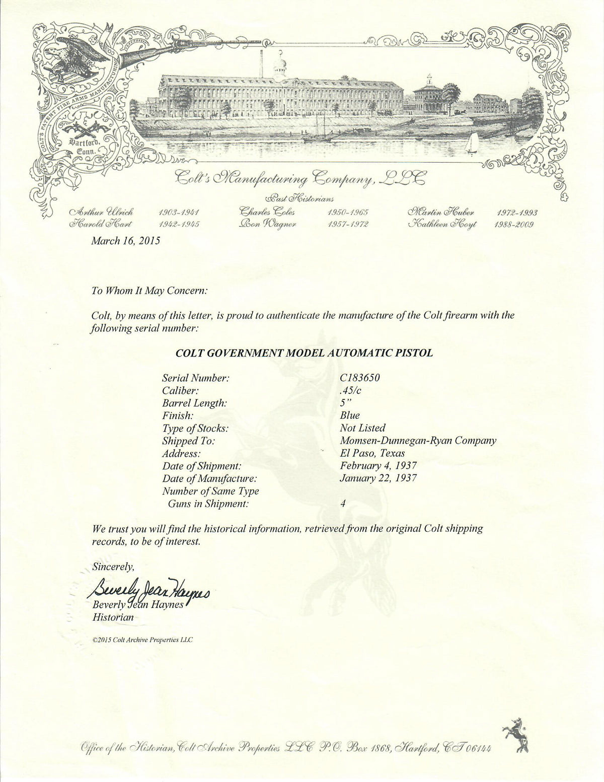 Colt Government Model 45ACP SN:C183650 MFG:1937