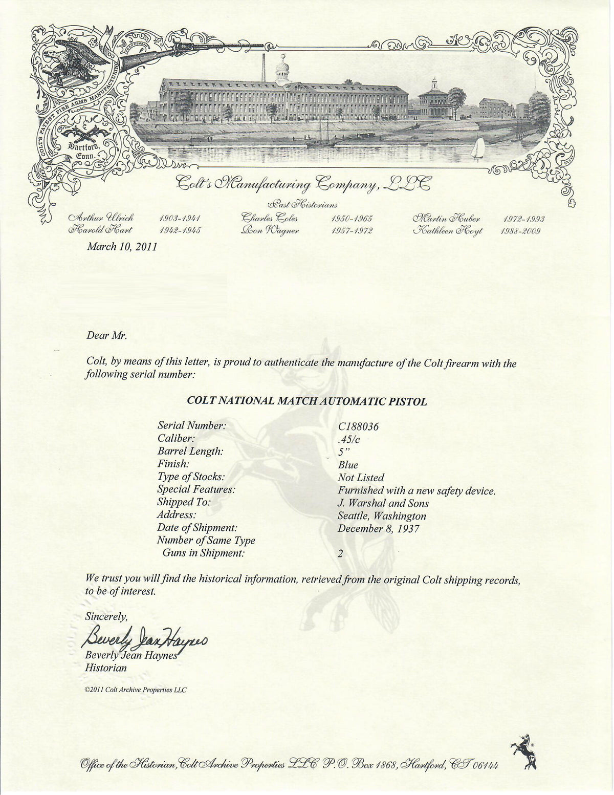 Colt National Match 45ACP SN:C188036 MFG:1937