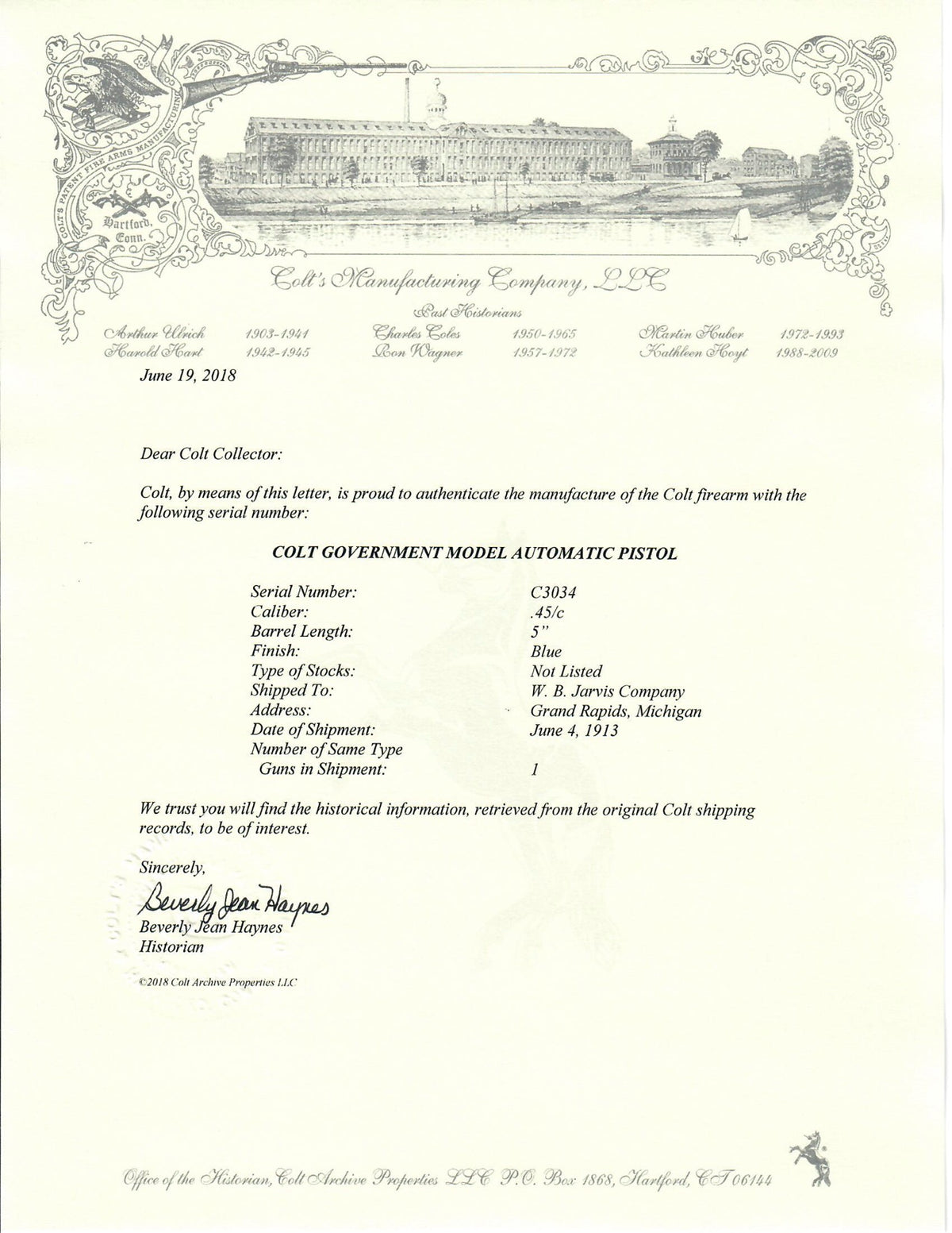 Colt Government Model 45ACP SN:3034 MFG:1913