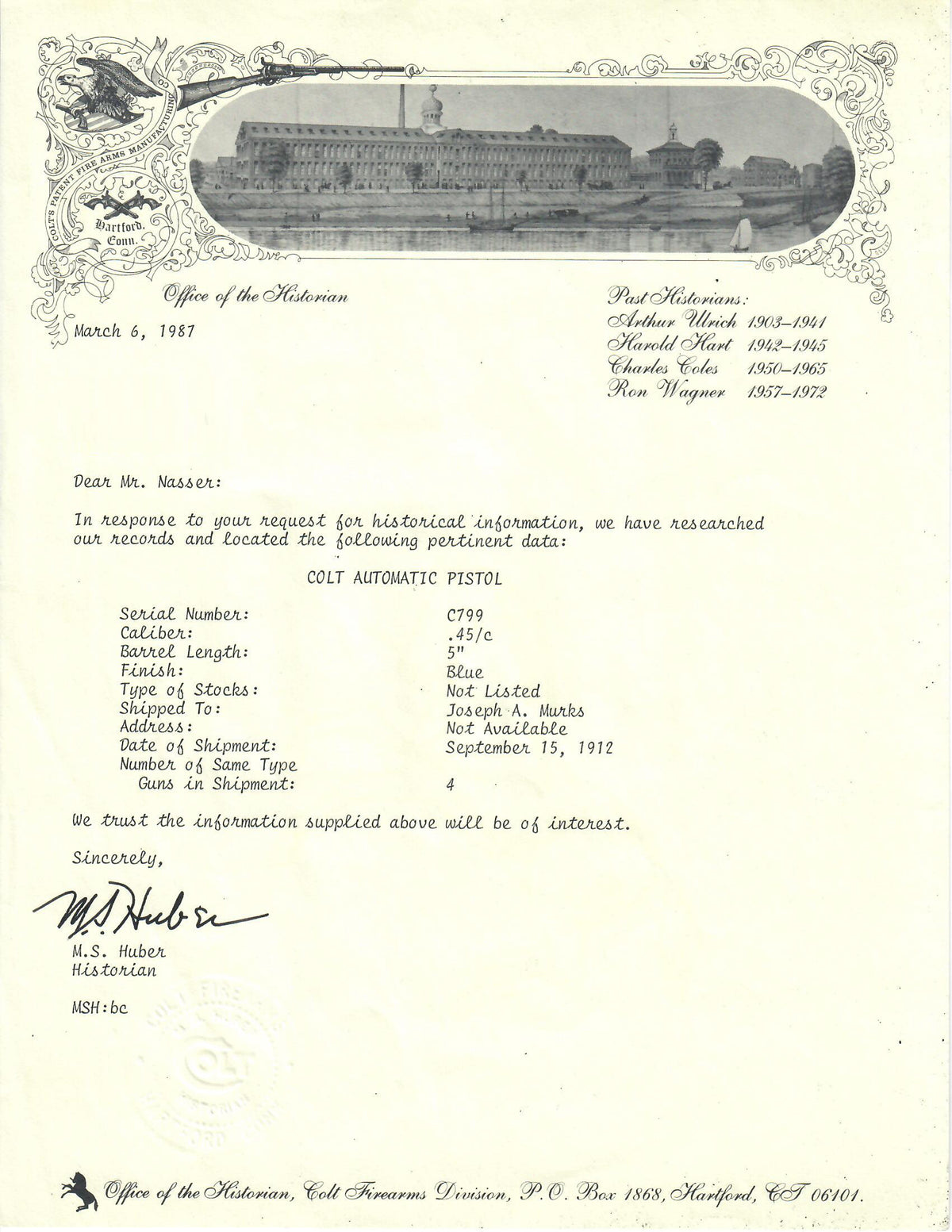 Colt Government Model 45ACP SN:C799 MFG:1912