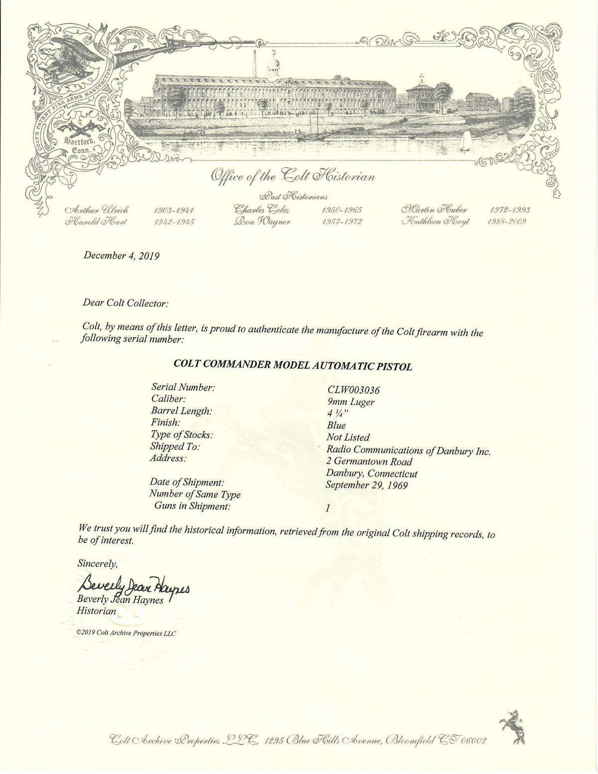 Colt Commander Model 9MM Luger SN:CLW003036 MFG:1969