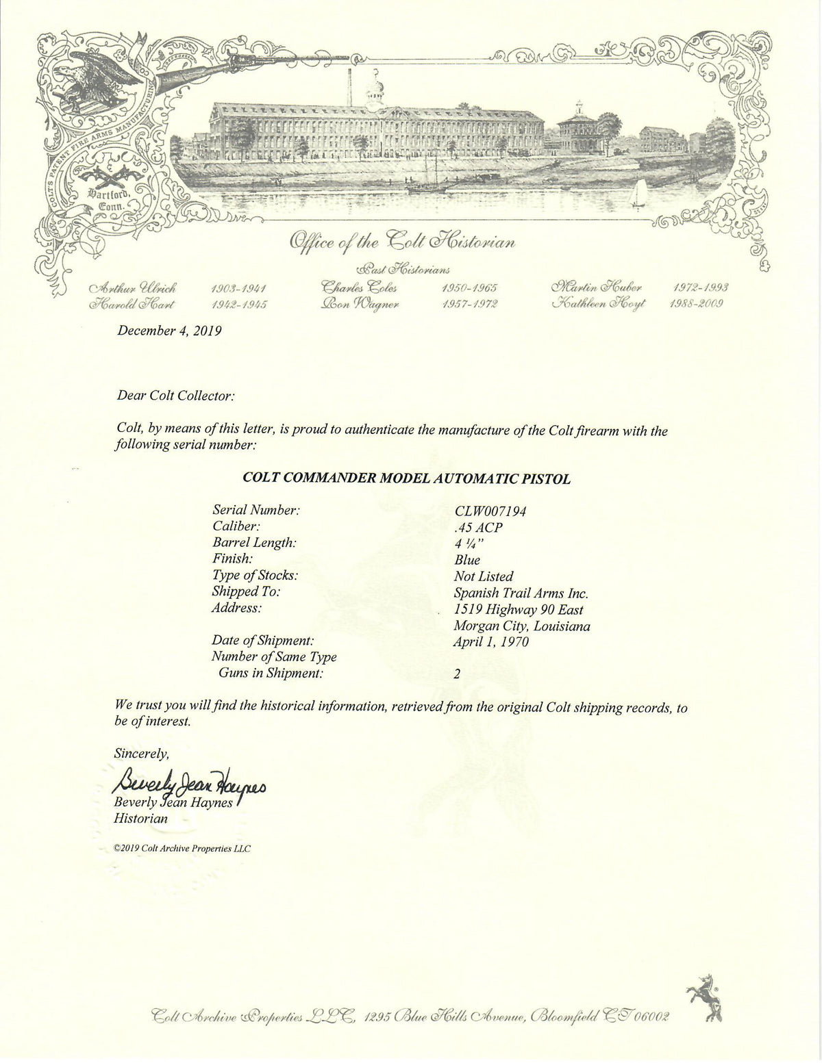 Colt Commander Model 45ACP SN:CLW007194 MFG:1970