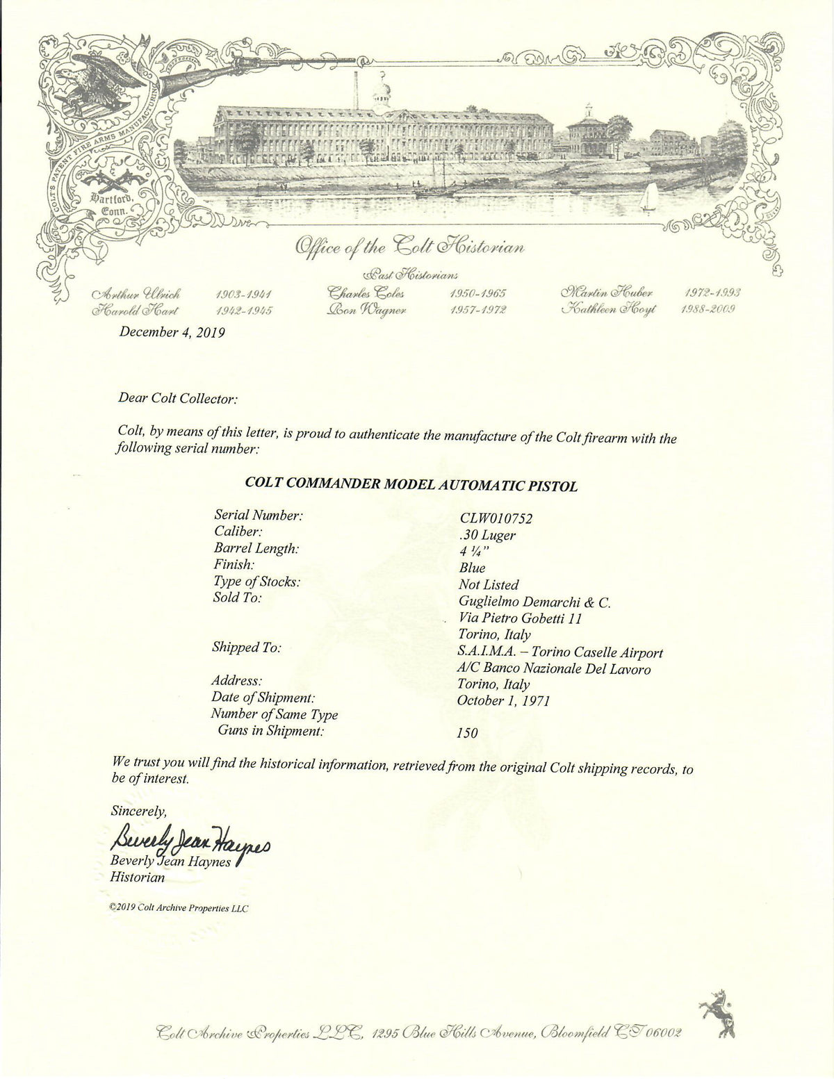 Colt Commander Model 30 Luger SN:CLW010752 MFG:1971