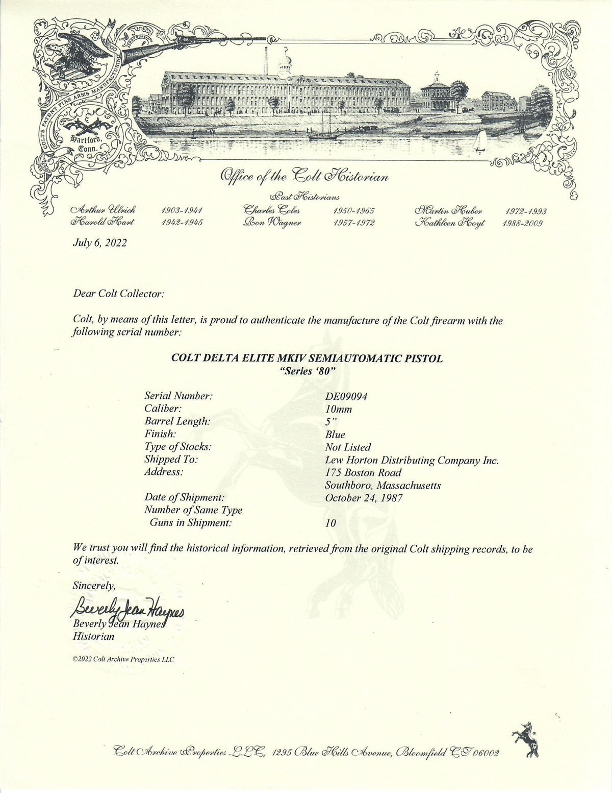 Colt Delta Elite 10MM SN:DE09094 MFG:1987