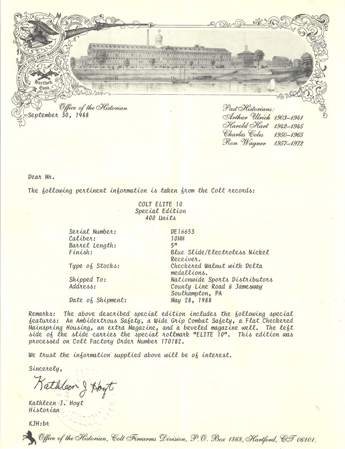 Colt Elite 10 10MM SN:DE16653 MFG:1988