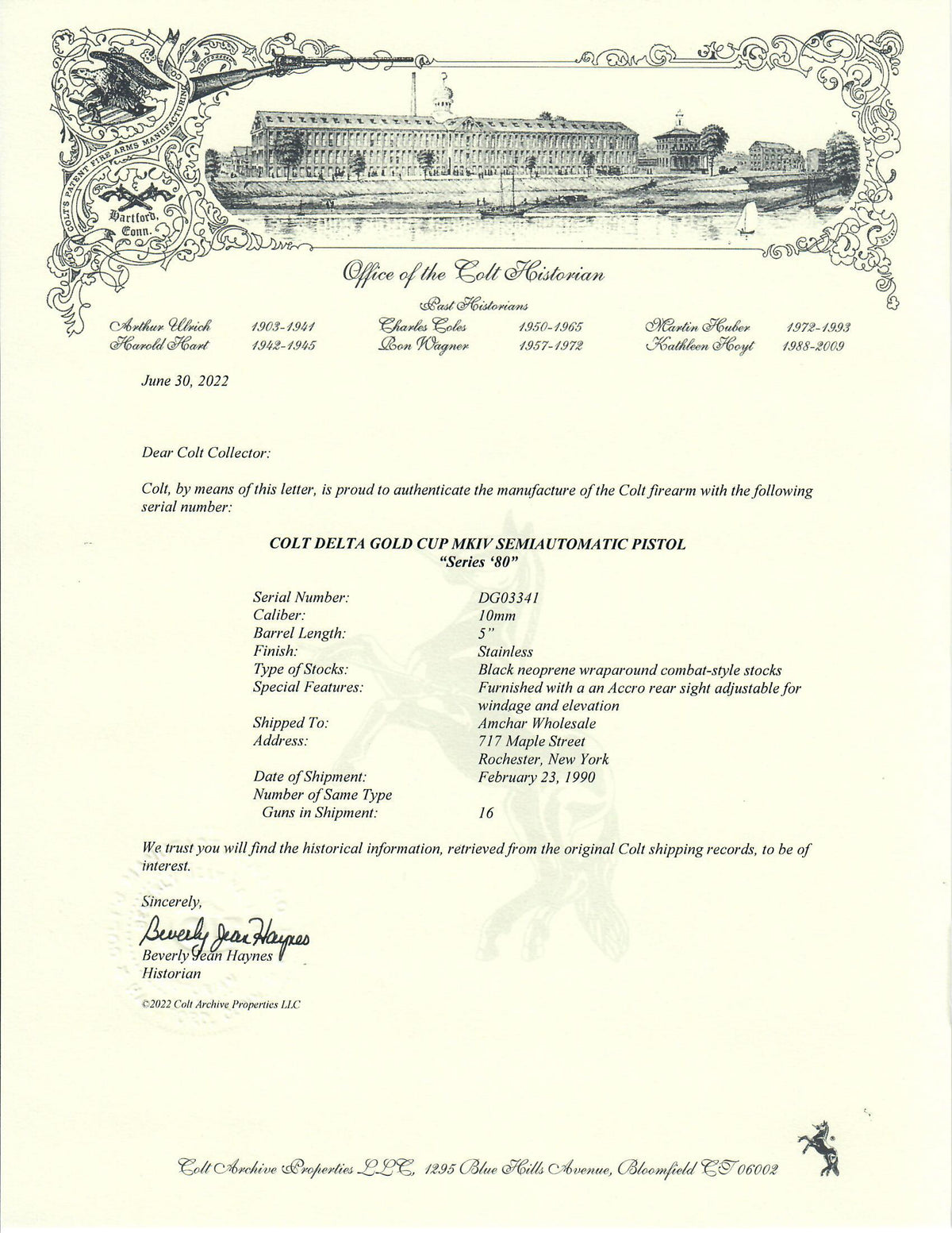 Colt Delta Gold Cup MKIV 10MM SN:DG03341 MFG:1990