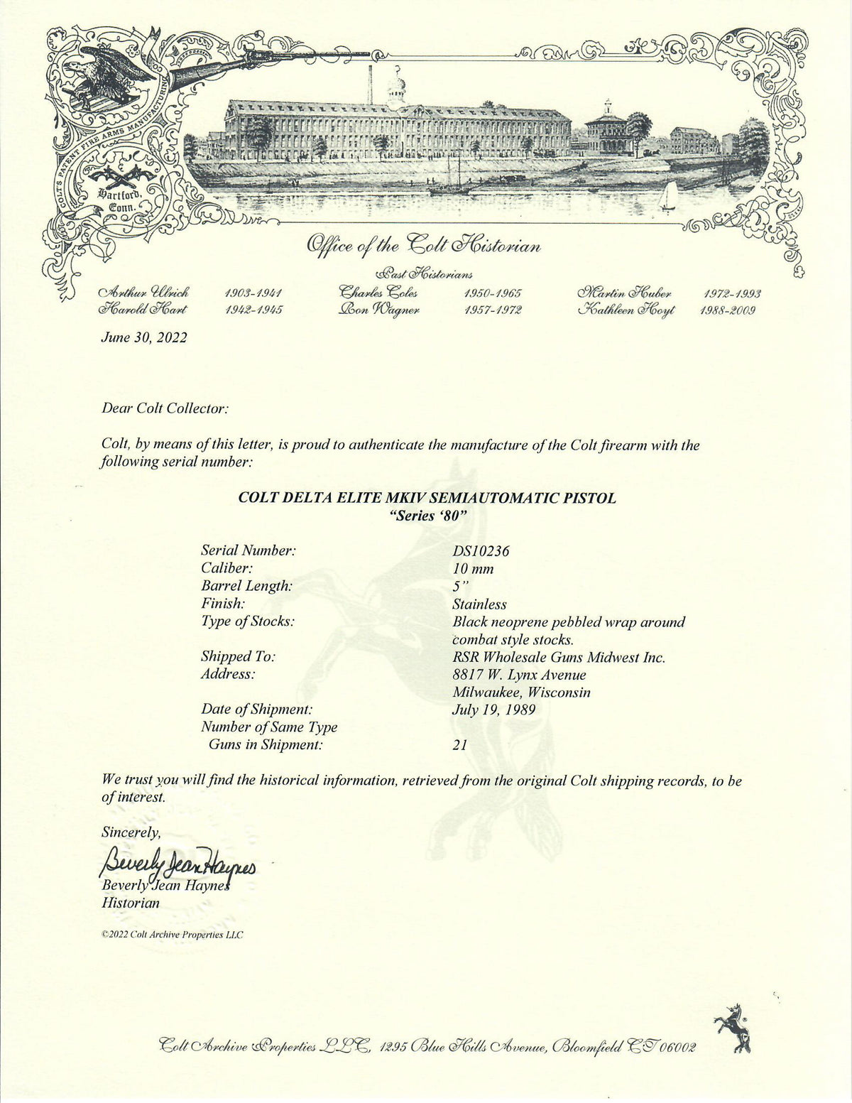Colt Delta Elite 10MM SN:DS10236 MFG:1989