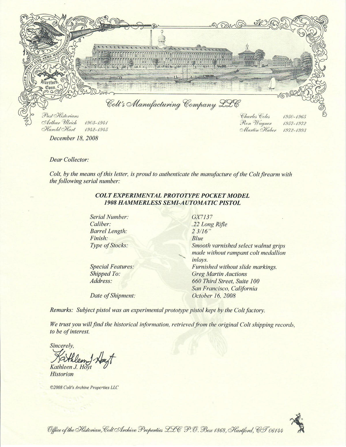 Colt Pocket Experimental Prototype 22LR SN:GX7137