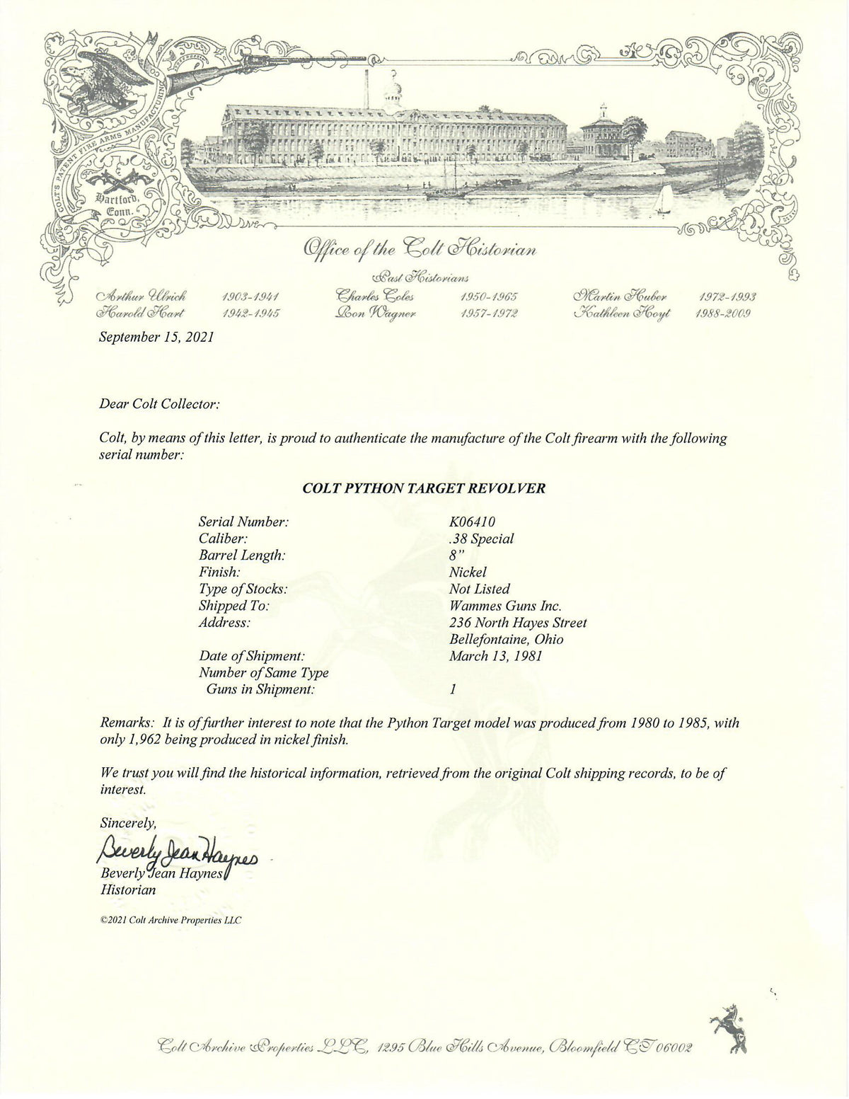 Colt Python Target 8&quot; 38 Special SN:K06410 MFG:1981