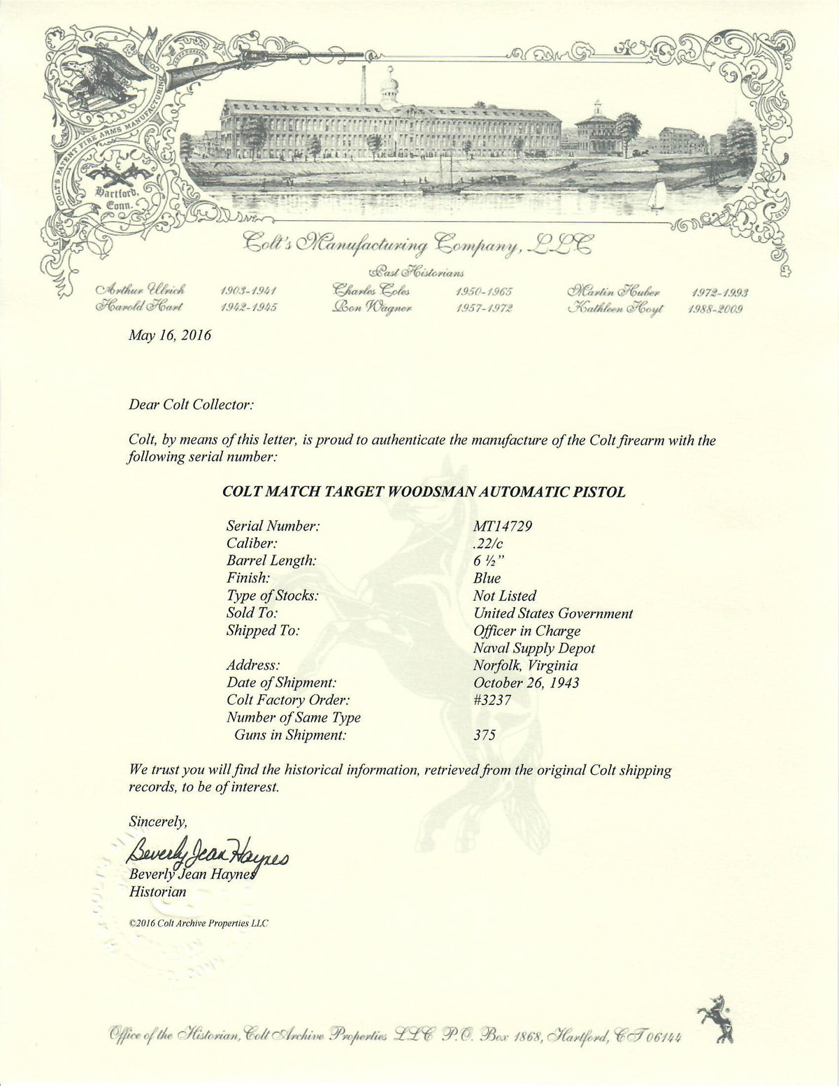 Colt Woodsman Match Target 6-5/8&quot; 22LR SN:MT14729 MFG:1943 NAVY