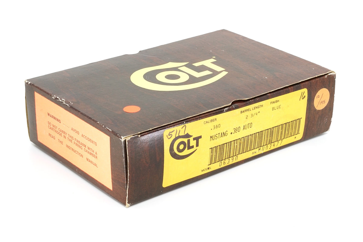 Colt Mustang 380ACP SN: MU03477 MFG: 1985