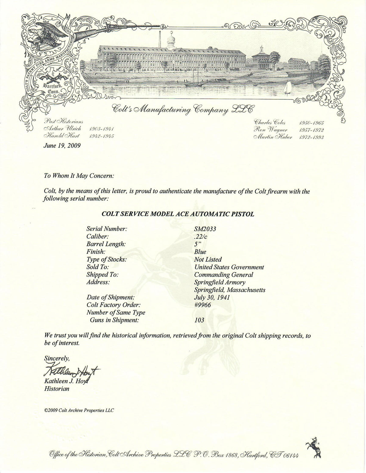 Colt Service Model Ace 22LR SN:SM2033 MFG:1941
