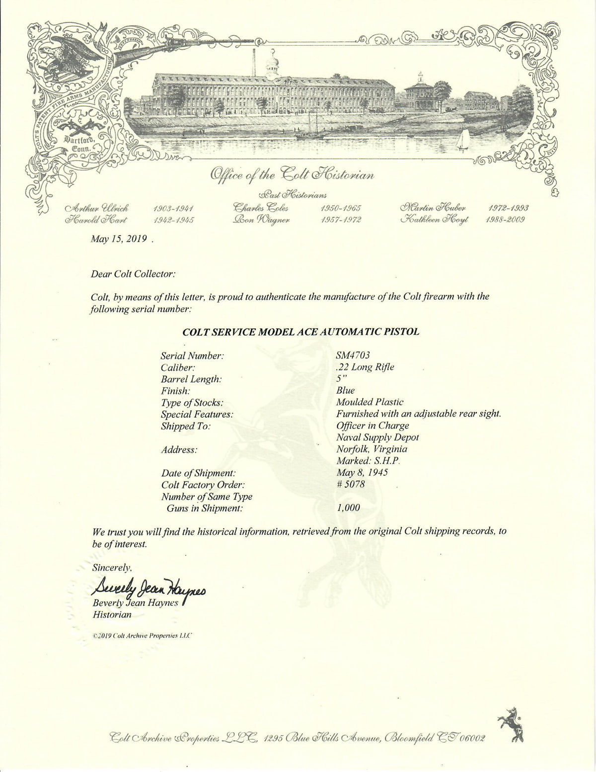Colt Service Model Ace 22LR SN:SM4703 MFG:1945 - Navy