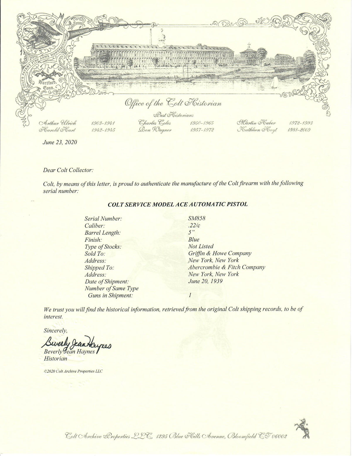 Colt Service Model Ace 22LR SN:SM858 MFG:1939